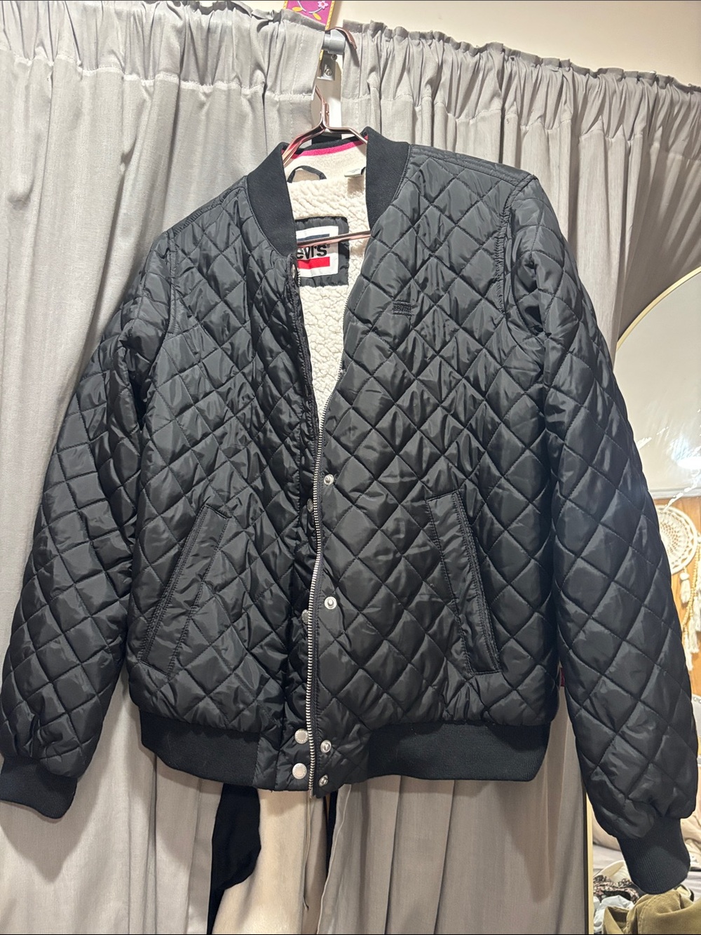 Levi's Black Quilted Sherpa-Lined Bomber Jacket